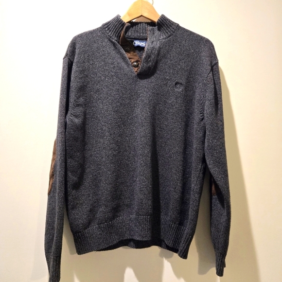 Chaps Men's Cotton Collared Long Sleeve Knit Sweater Gray XL - Picture 1 of 12